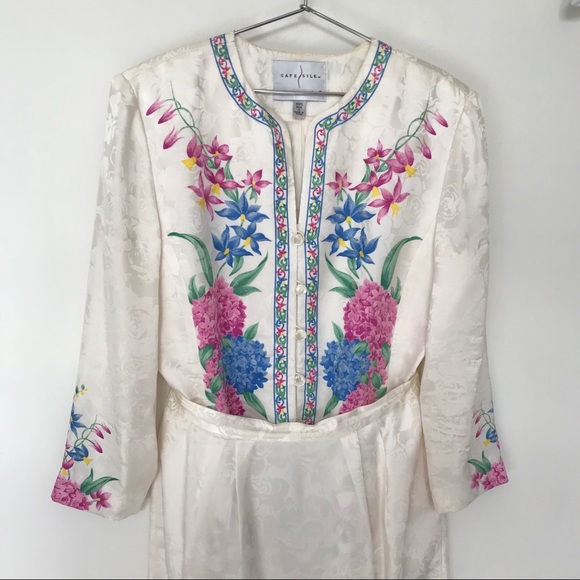 Vintage Dresses & Skirts - Vtg Safe Silk Adrianna Papell 2-pc Silk Suit 6